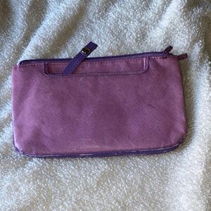 Vintage purple zippered leather pouch